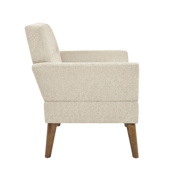 English Elm Modern Hand-tufted Lounge Chair Solid Wood Legs Mid-century Accent Seat for Living Room B035P482916