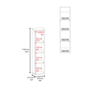 English Elm Tall Slim Wall Mounted Bathroom Organizer with Four Open Shelves for Compact Spaces B070P440887