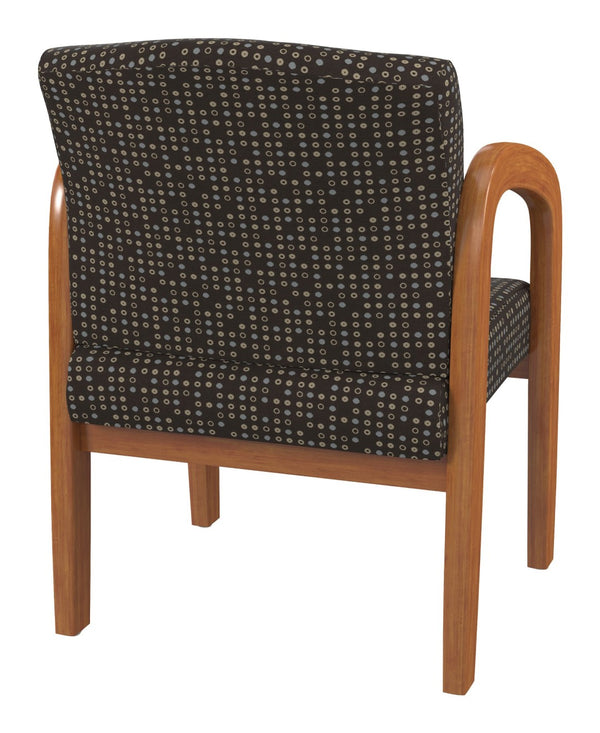 OSP Home Furnishings Medium Oak Wood Visitor Chair with Lumbar Support Taupe Upholstery for Office Waiting Cocoa WD380-K104