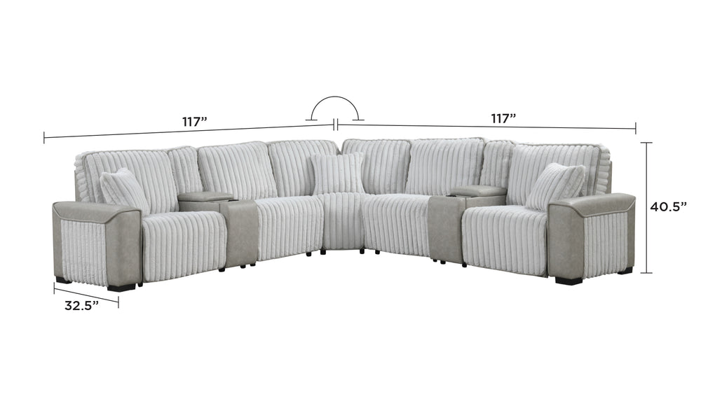 English Elm Ramona Luxurious Corduroy Power Reclining Sectional with Wireless Charging, Hidden Tray & Cupholders B009S02106