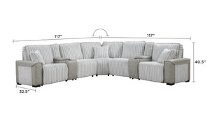 English Elm Ramona Luxurious Corduroy Power Reclining Sectional with Wireless Charging, Hidden Tray & Cupholders B009S02106