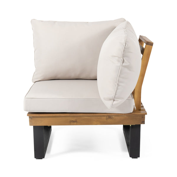 English Elm Christopher Knight Home® - Sebastian 4-Piece Modular Sofa Set – Handcrafted Acacia Wood, Beige Water-Resistant Cushions, Indoor/Outdoor 68823.00-68824.00_69414.00BGE