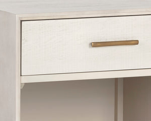 Sunpan Valencia Nightstand - Luxurious Eucalyptus & Oak Design with Brass Hardware for Elegant Bedrooms