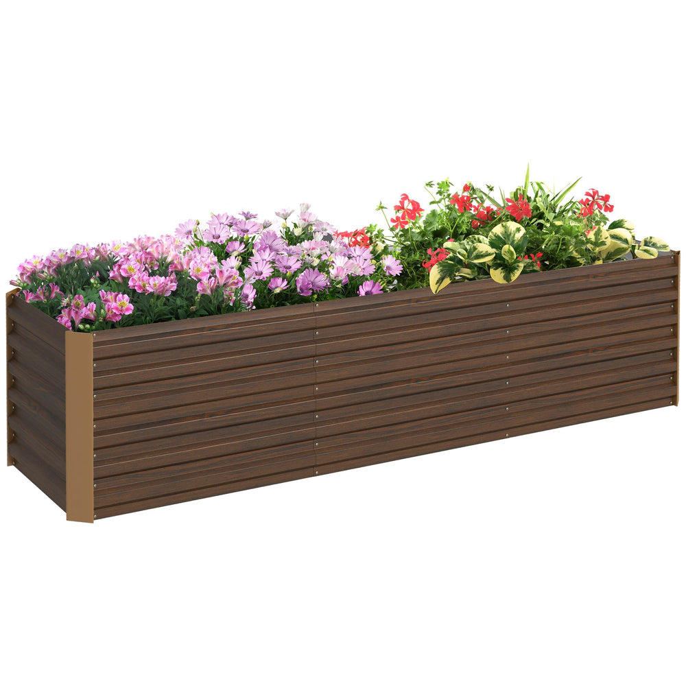 English Elm Outsunny Galvanized Steel Raised Garden Bed with Safety Edging for Herbs and Veggies W2225P174432