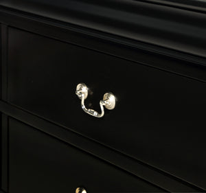 English Elm 1pc Black Finish Five Drawer Chest Louis Philip Solid Wood 47" Tall Contemporary Sleek Storage Solution B011P193098