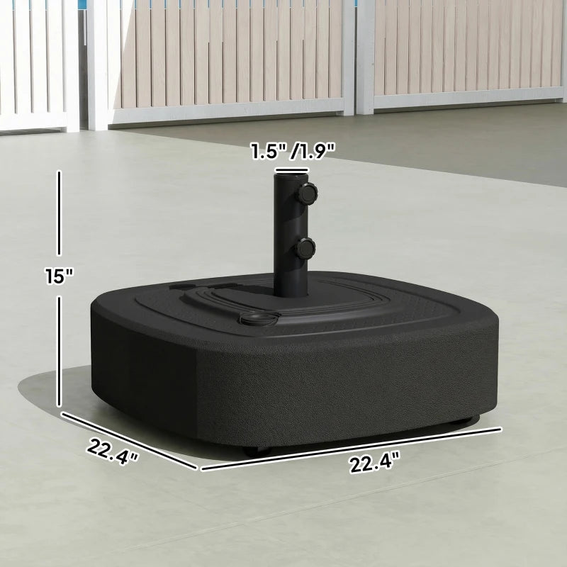 English Elm Backyard Fillable Patio Umbrella Base with Wheels Locking Brakes and Hdpe Weather Resistant Build T3971P476480