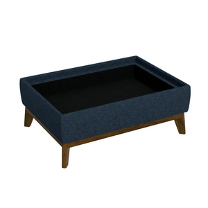 English Elm Wallace & Bay - Blue Reversible Tray Ottoman — Mid-Century Modern Navy Storm Accent, Engineered Wood, Easy Care, 38" B2709P212463