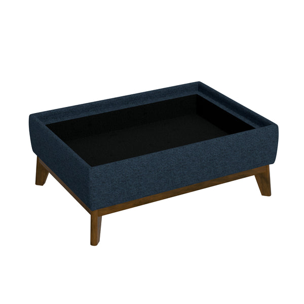 English Elm Wallace & Bay - Blue Reversible Tray Ottoman — Mid-Century Modern Navy Storm Accent, Engineered Wood, Easy Care, 38" B2709P212463
