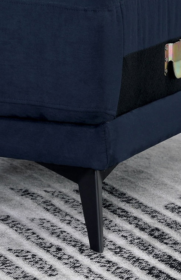 English Elm Contemporary Plush Armless Chair with Metal Legs, Adjustable Headrest, Boxed Cushions & Chaise Comfort Navy 40 L x 28 W x 23 H B2741P378244