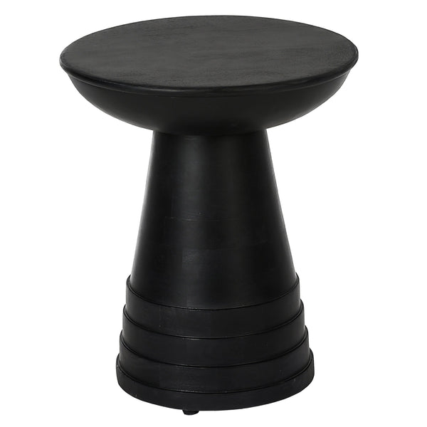 English Elm Classic 16 in. Solid Wood Round End Table — Compact 16x19" Sofa Side Table, Black Finish, Timeless Decor B011P217886
