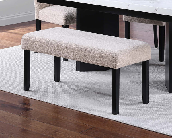 English Elm Classic 6-Piece Dining Set With White Faux Marble Table, Upholstered Chairs & Stylish Bench For Elegance B011S01882