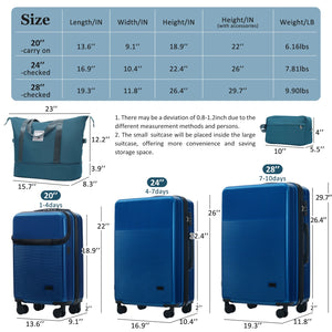 English Elm Luggage 5 Piece Hardside Abs Set with Front Access Carry on and Tsa Spinner Wheels Blue N732P391579C