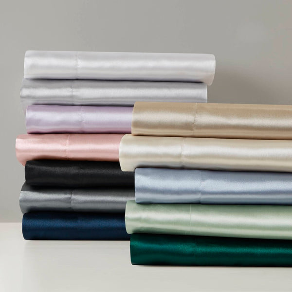 English Elm Satin Luxury Sheet Set For California King - Silky Smooth Comfort & Elegant Style For Year-Round Use B035P294192-GIGA