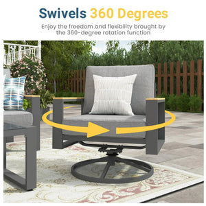 English Elm All-weather Swivel Rocking Aluminum Outdoor Dining Chairs with Cushioned Ergonomic Seats B082P455164