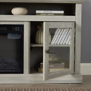 English Elm Contemporary Stone Gray Media Console with Electric Fireplace Insert for Living Rooms W2275S00042