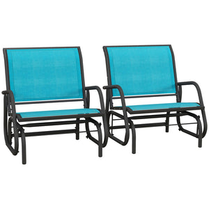 English Elm Outsunny Porch Glider Set Of 2 - Stylish Metal Frame Swing Chairs With Breathable Mesh For Outdoor Comfort W2225P200531-GIGA