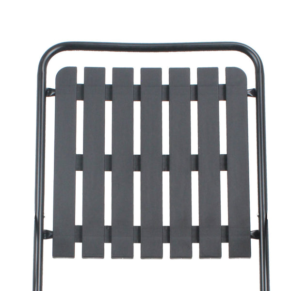 English Elm 3-piece Outdoor Bistro Set Foldable Slatted Chairs Tempered Glass Table Weather Resistant Black W3979S00010