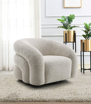 English Elm Irma Gray Boucle Chair Swivel — Cozy Textured Bouclé Upholstery, Full-Foam Seat, 360° Rotation, No Assembly Required B2726P271005