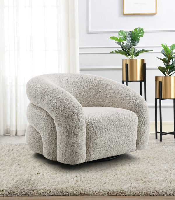 English Elm Irma Gray Boucle Chair Swivel — Cozy Textured Bouclé Upholstery, Full-Foam Seat, 360° Rotation, No Assembly Required B2726P271005
