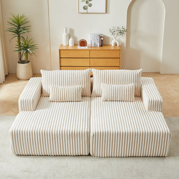 English Elm 87" Oversized Sectional Lounge Chaise - Plush Corduroy, No Assembly, Reclining Sofa Bed For Cozy Spaces W834S00320