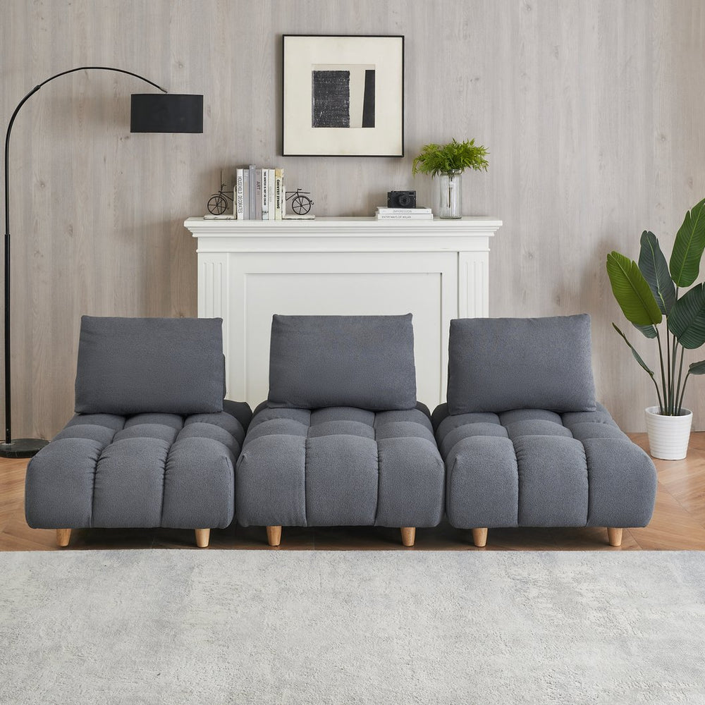 English Elm 90 Teddy Sofa 90in Plush Apartment-Ready 3-Seater with Solid Wood Legs, Sponge Cushions, Cozy Appeal Gray W1658S00070