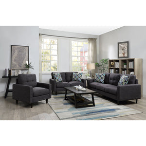 English Elm Montebello Retro Grey Tufted Sofa with Track Arm, Mid-Century Linen-Look Upholstery, 76.5" Wide B062P357815