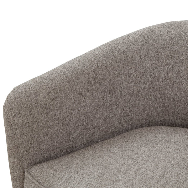 English Elm Miramar Plush Chenille Barrel Swivel Chair with Warm Wood Base, 360° Comfort and Removable Cushion Gray B050P322578