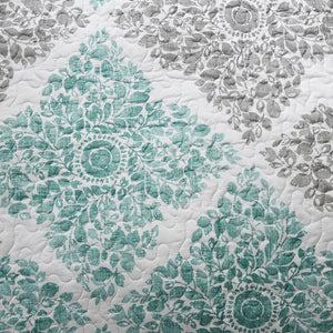 English Elm 6 Piece Reversible Daybed Cover Set Madison Park Claire Botanical Quilted Twin Cover with Shams and Decorative Pillow Aqua 15.75 L x 17.72 W x 8.27 H B035129018