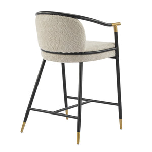English Elm Christopher Knight Home® - 26" Upholstered Counter Stool Set of 2 with Bouclé Fabric and Iron Frame, Contemporary Comfort and Style Almond,Black+Gold N771P288863V