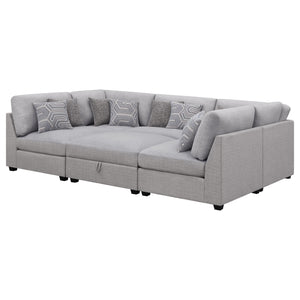 English Elm Lafayette Modular Sectional Sofa with Storage Ottoman and Down Feather Cushions B062S01445