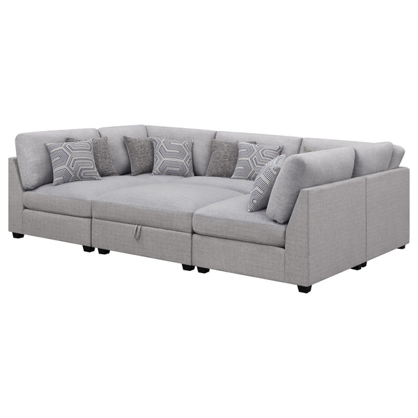 English Elm Lafayette Modular Sectional Sofa with Storage Ottoman and Down Feather Cushions B062S01445