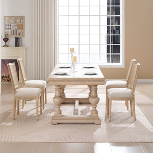 English Elm French Country Dining Chairs Set Of 2 - Upholstered Natural Rattan Back, Vintage Charm For Any Space W3426P324546