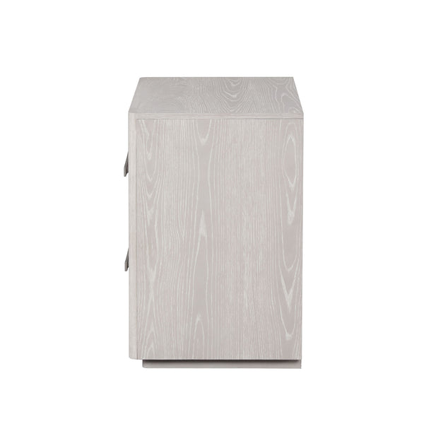 English Elm Contemporary Two Drawer Nightstand with Built-in Charging Port and Oak Veneer Finish White+Oak B2741P431067