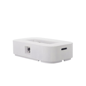 English Elm Outdoor Rectangular Mgo Concrete Fire Pit 50000 Btu Propane Patio Focal Point White N772P409034W