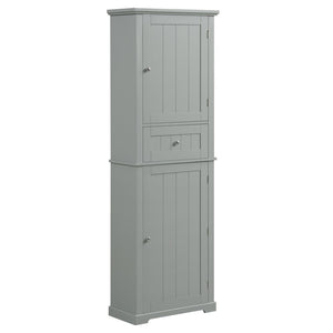 English Elm Tall Bathroom Storage Cabinet - Stylish Freestanding Organizer With Drawer & Adjustable Shelf In Grey N725P206890E-GIGA