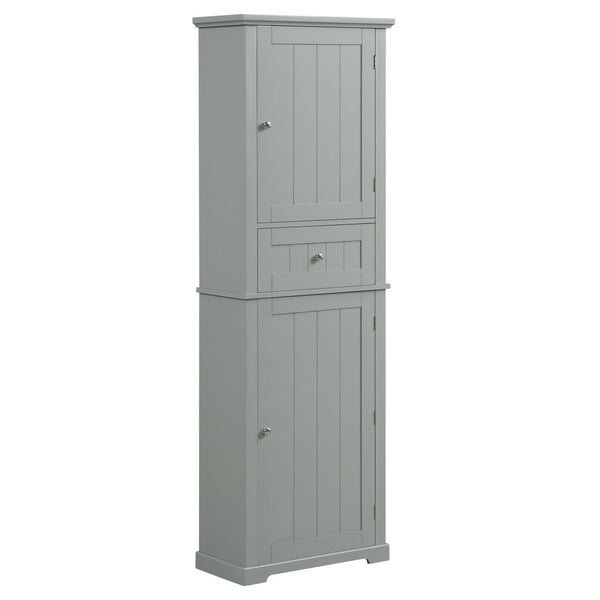 English Elm Tall Bathroom Storage Cabinet - Stylish Freestanding Organizer With Drawer & Adjustable Shelf In Grey N725P206890E-GIGA