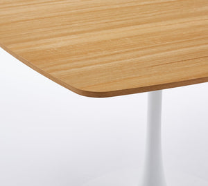 English Elm 42 42 Inch Square Dining Table Mid-Century Tulip Design for 4-6, Sturdy Metal Pedestal Base, Easy Assemble Oak W3766P370364