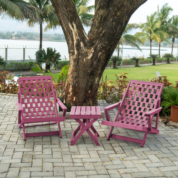 English Elm Pinecrest Outdoor Folding Lounge Chair Recycled Hdpe Reclining Patio Seat with Cushion Burgundy B2745P409695