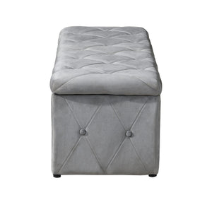 English Elm 1 Piece Rectangular Storage Ottoman Short Velvet with 2 Ottomans Light Gray – Plush Sponge Seat, Modern Storage Bench for Living Room, Bedroom W2297P311297
