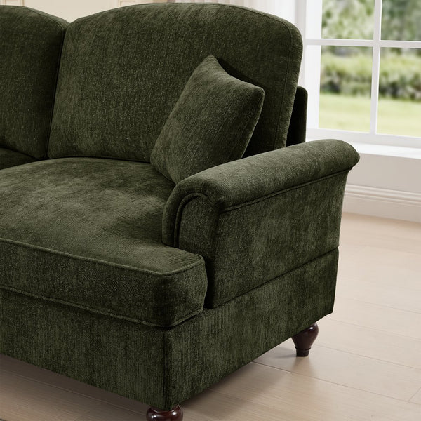 English Elm Classic Modular L-Shaped Sectional Couch In Soft Chenille - Elegant, Versatile Design With Ottoman W3041S00272