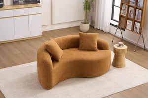English Elm LY-042 Zen-Inspired S-Curved Dual-Depth Loveseat with Chenille Upholstery, Ready-to-Use Comfort Orange W2231P329720