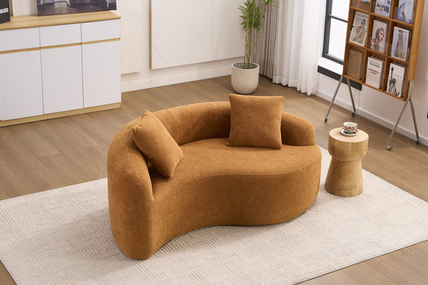 English Elm LY-042 Zen-Inspired S-Curved Dual-Depth Loveseat with Chenille Upholstery, Ready-to-Use Comfort Orange W2231P329720