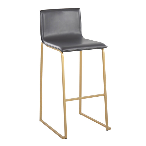 English Elm Mara Contemporary Barstool Set Of 2 In Gold Steel & Grey Faux Leather - Modern Comfort & Style B202P222231