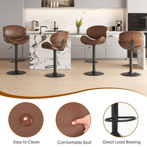 English Elm Counter Height Stools Set of 2 Mid-century Metal Legs Ergonomic Kitchen Island Seating Brown T3623P430919