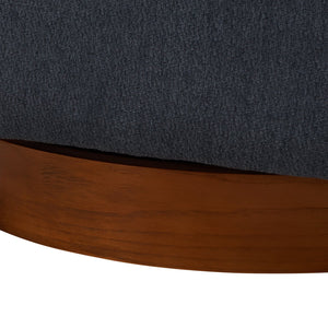 English Elm Miramar Plush Chenille Barrel Swivel Chair with Warm Wood Base, 360° Comfort and Removable Cushion Blue B050P322576