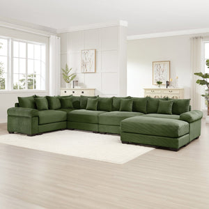 English Elm Oversized Modular Sectional Couch With Ottoman - Premium Corduroy, Ergonomic Comfort For Living Spaces W714S01343-GIGA