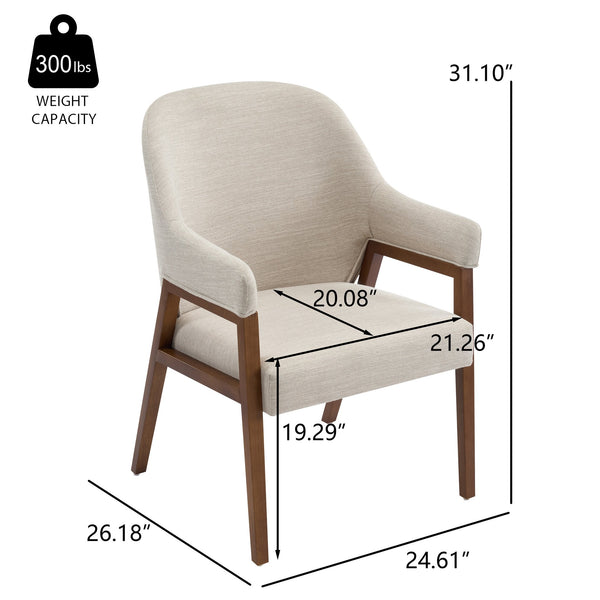 English Elm Modern Rubberwood Dining Chair Set Sculptural Curved Back Upholstered Seat Walnut Frame N768P391131B