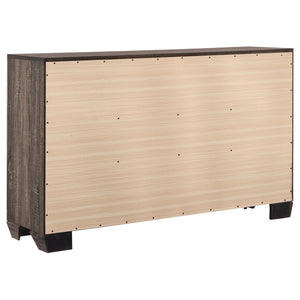 English Elm Harrison Mid-Century 6-Drawer Dresser in Dark Cocoa Finish with Tapered Legs, Sleek Black-Trim Accents taupe B062P378458