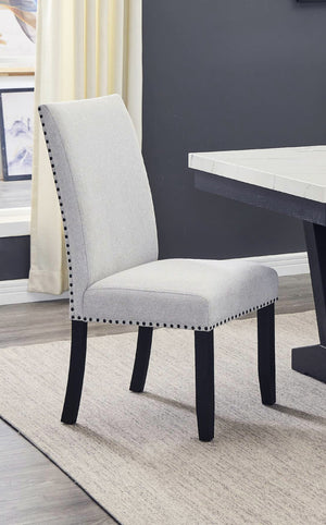 English Elm Modern Modern Look 2pc Light Gray Fabric Side Chairs with Full Back, Nailhead Trim, Ergonomic Dining Accent B011P228162