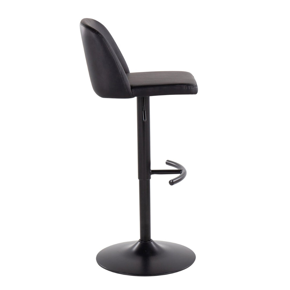 English Elm Toriano Adjustable Bar Stool Set Of 2 – Modern Black Steel Frame & Faux Leather Swivel Comfort B202S01025-GIGA